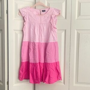 J.Crew Pink sLinen-blend ruffle-sleeve tiered mini dress.  #088